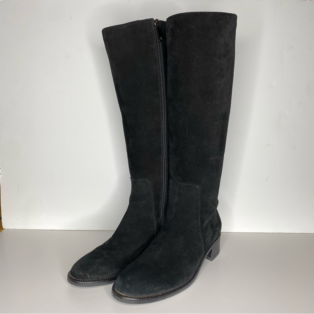 Aquatalia Knee High Suede Boots Black Size 7